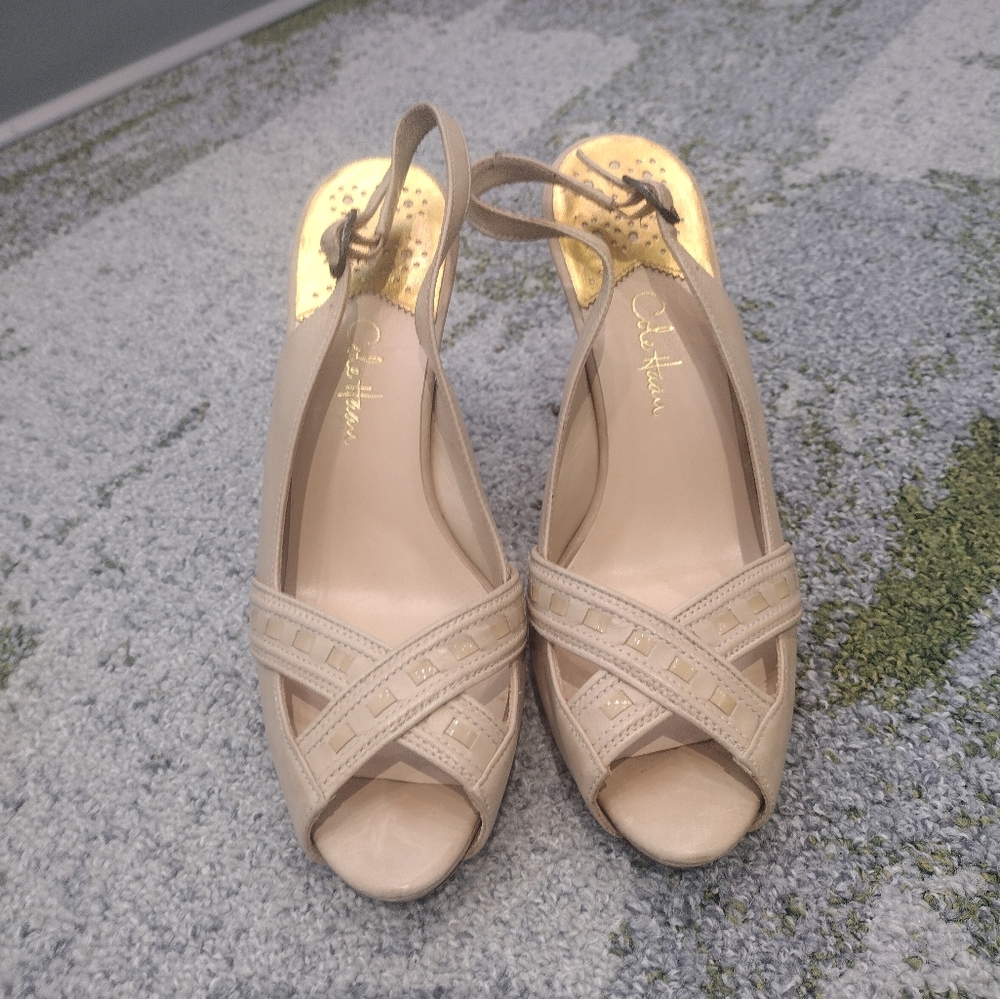 Cole Haan Cream Sandals with Crisscross Straps